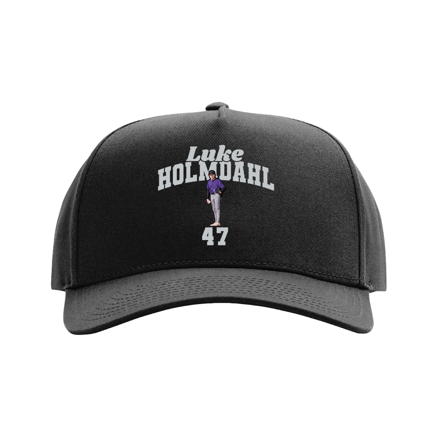 Full Fabric Five-Panel Champ Cap — Signature Arch in Black