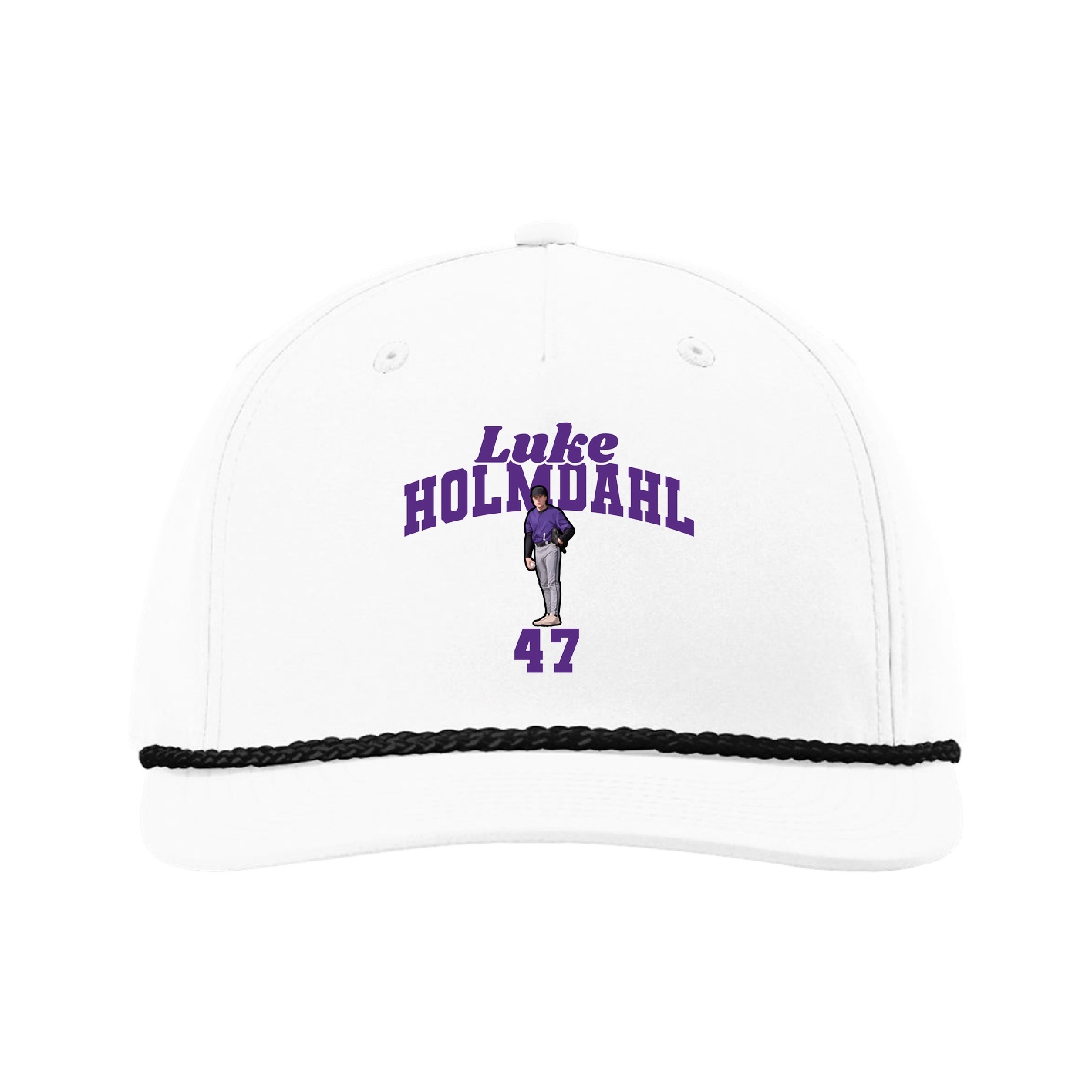 Five-Panel Classic Rope Cap — Signature Arch in White