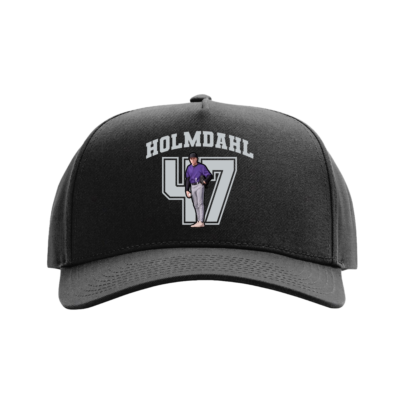 Full Fabric Five-Panel Champ Cap — Number in Black