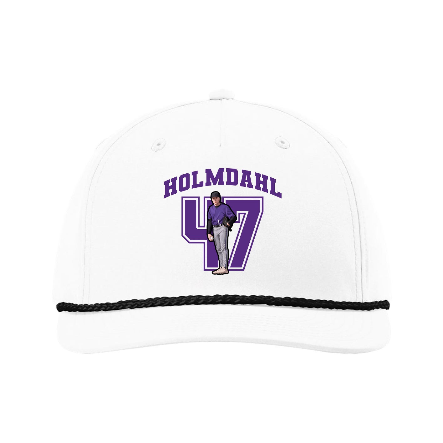 Five-Panel Classic Rope Cap — Number in White