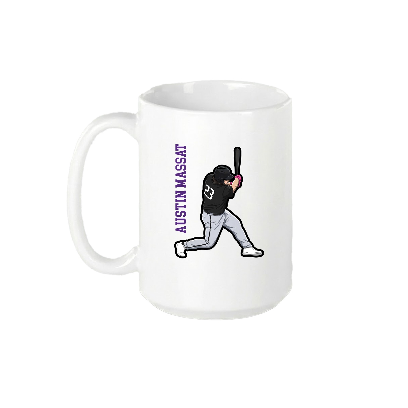 15oz Coffee Mug — Name Vertical in White