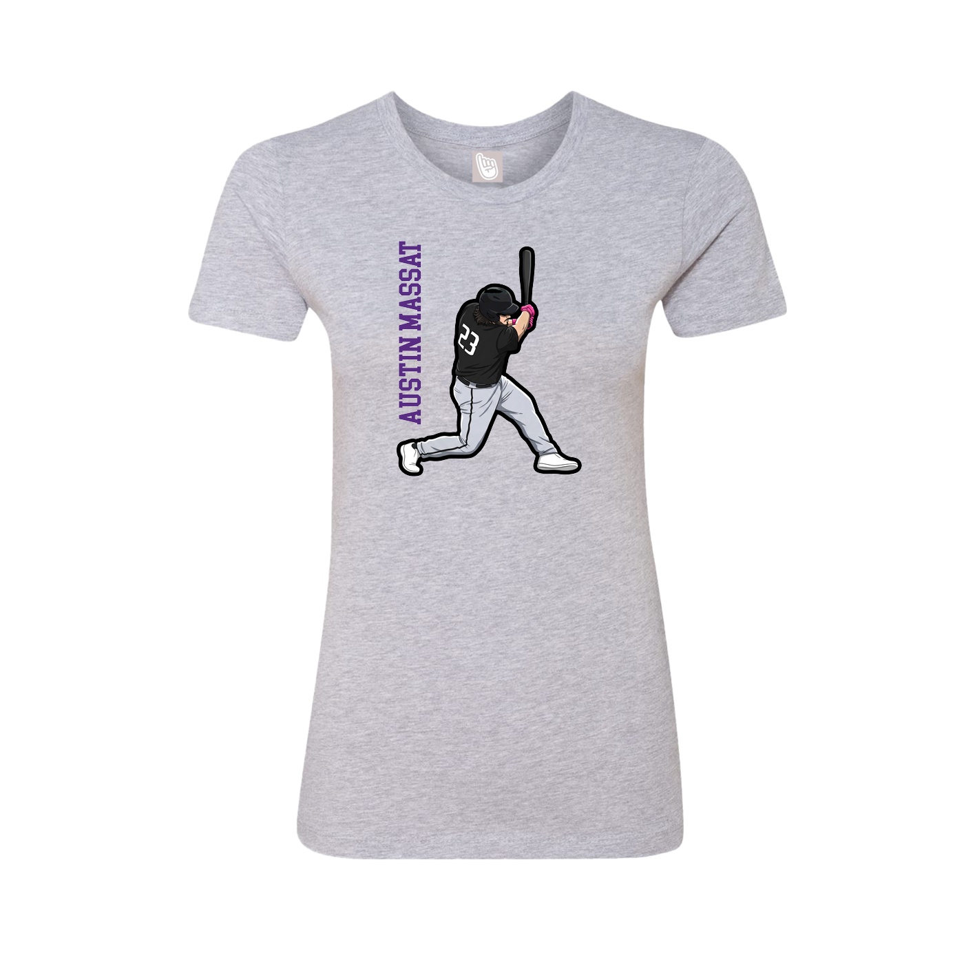 Fitted Women's Tee — Name Vertical in Grey