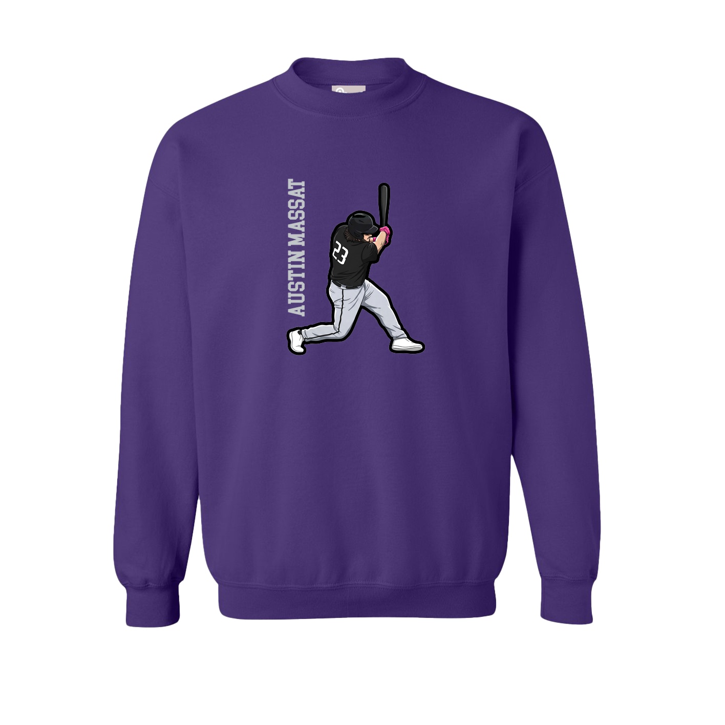 Fleece Crew — Name Vertical in Purple