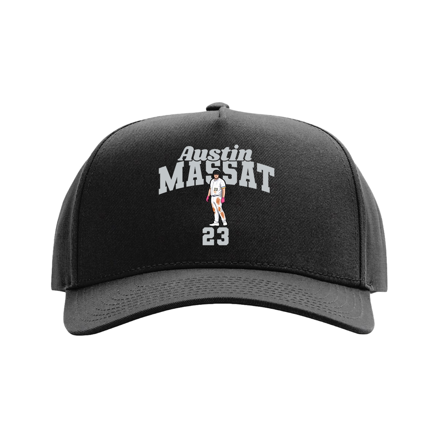 Full Fabric Five-Panel Champ Cap — Signature Arch in Black