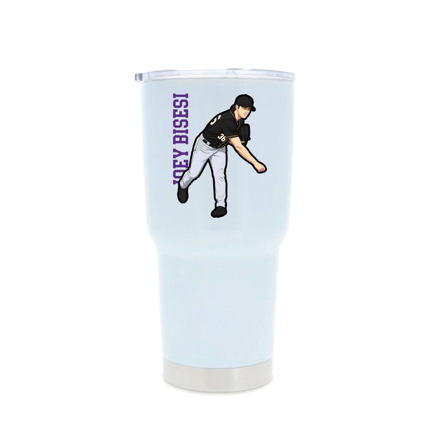30oz Stainless Steel Tumbler — Name Vertical in White