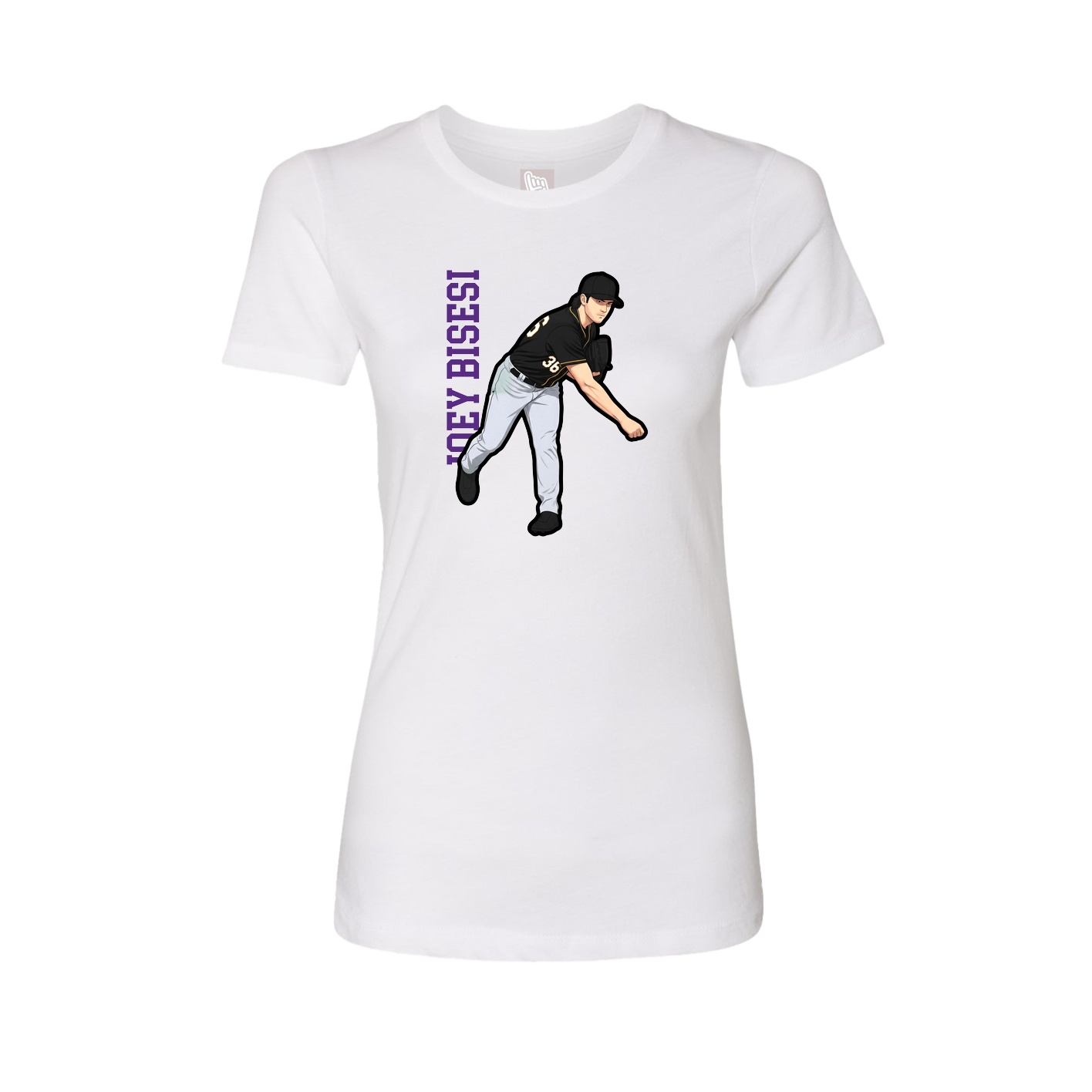 Fitted Women's Tee — Name Vertical in White