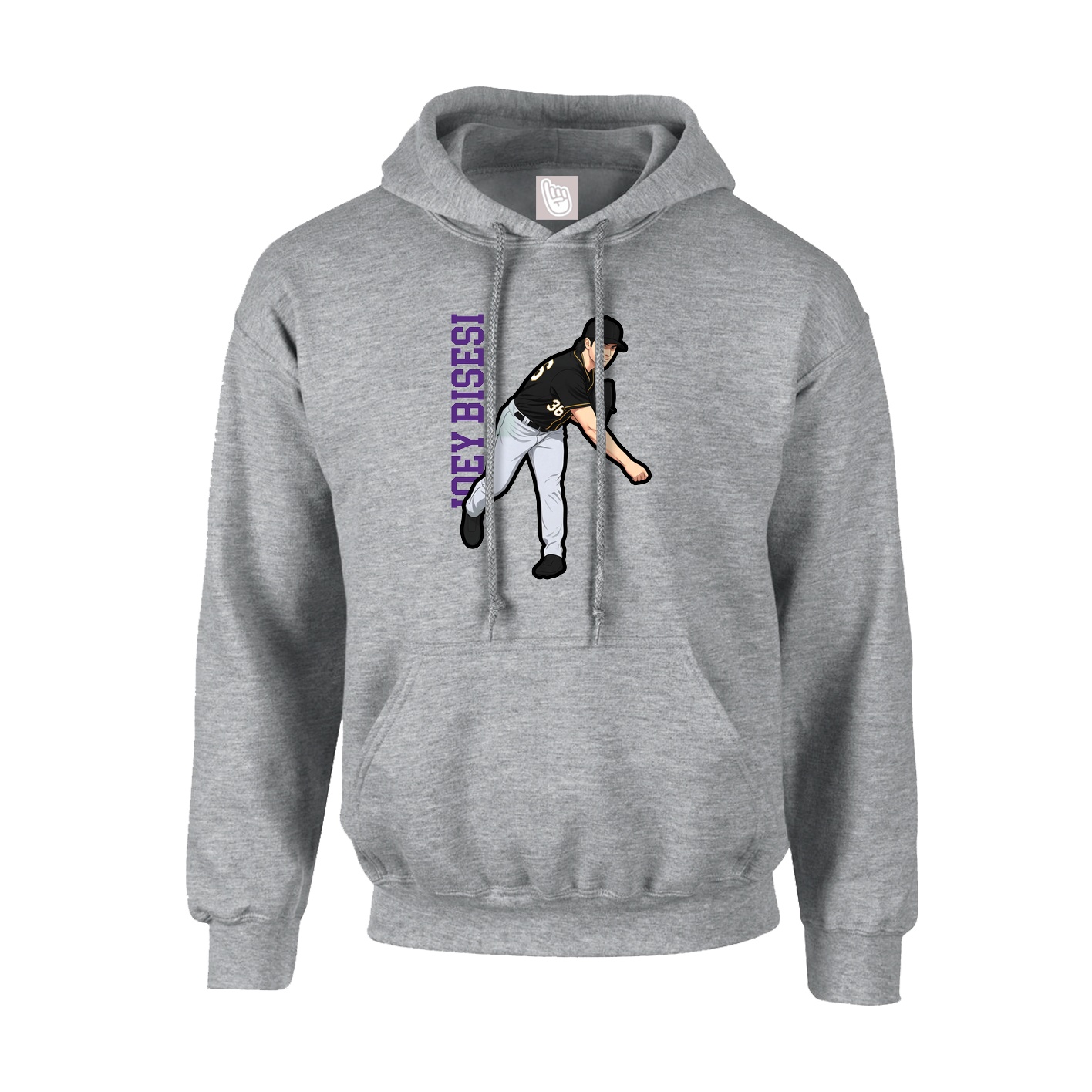 Youth Hoodie — Name Vertical in Grey