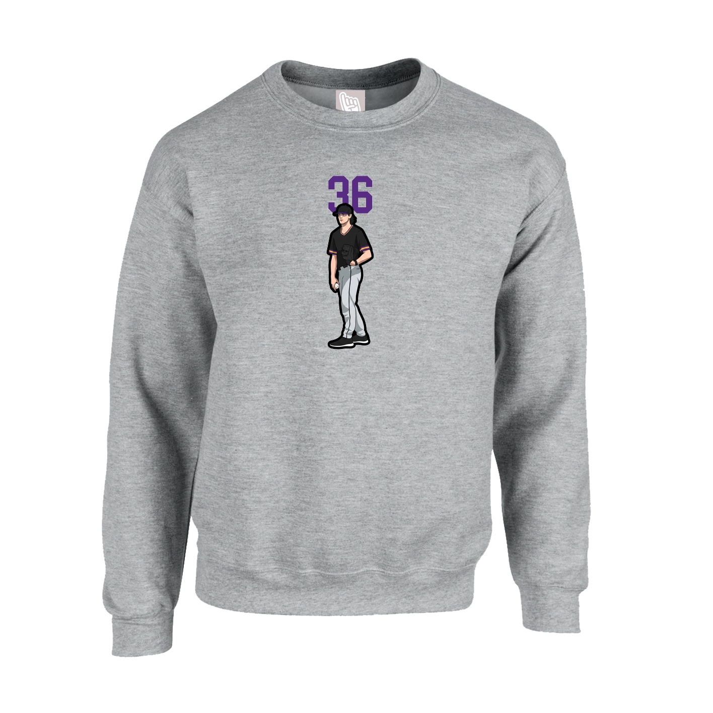 Fleece Crew — Number Top in Grey