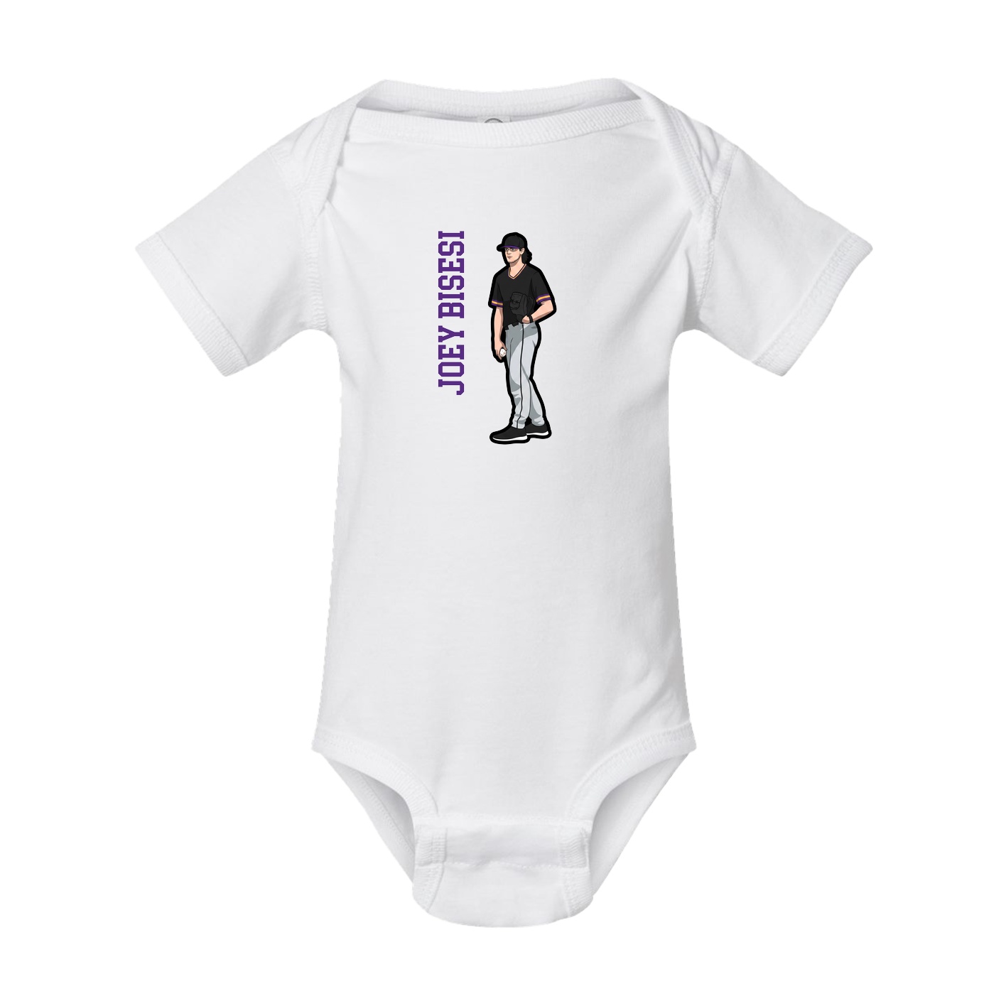 Baby Onesie — Name Vertical in White