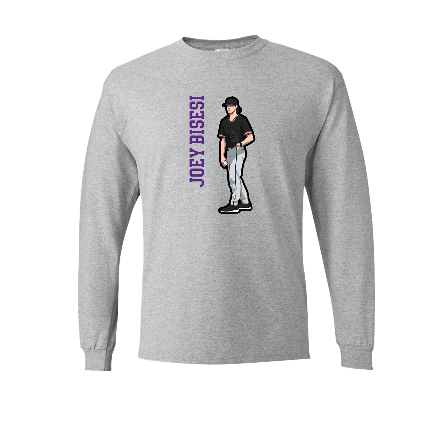Long Sleeve Tee — Name Vertical in Grey