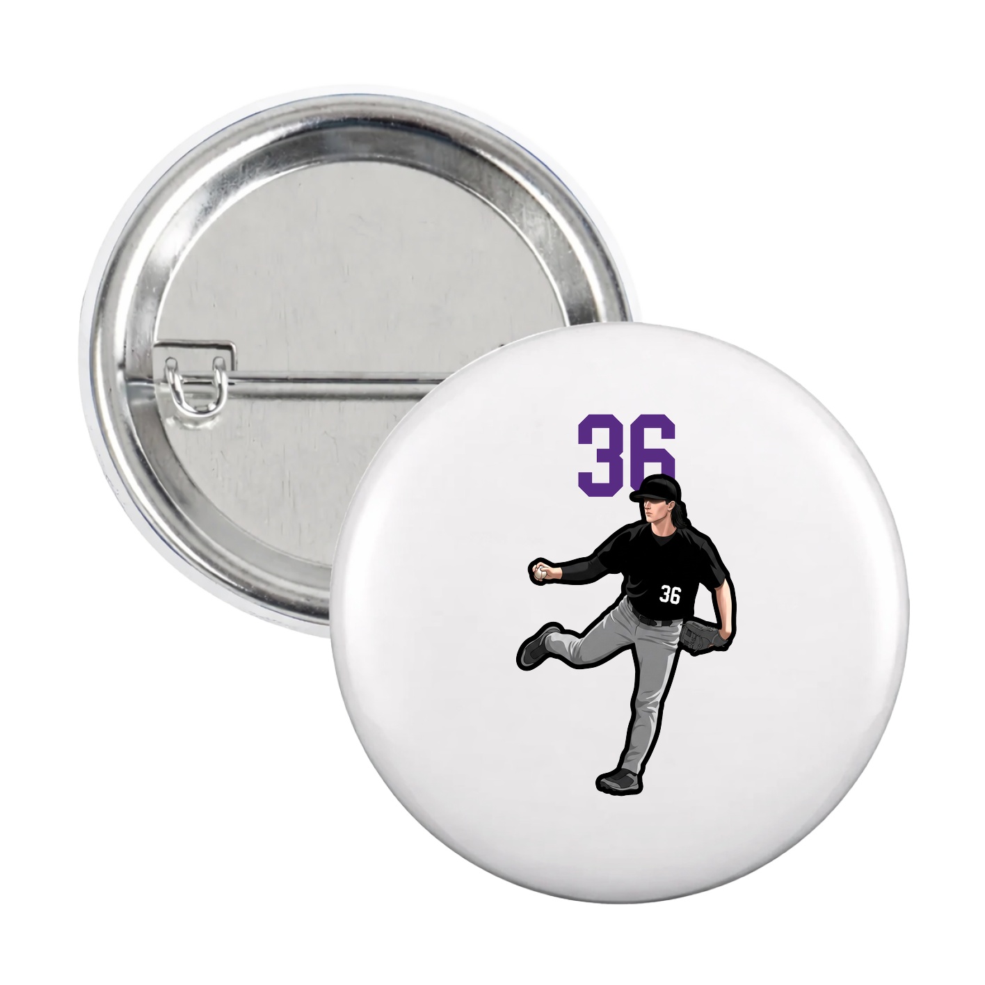 Game Day Button — Number Top in White
