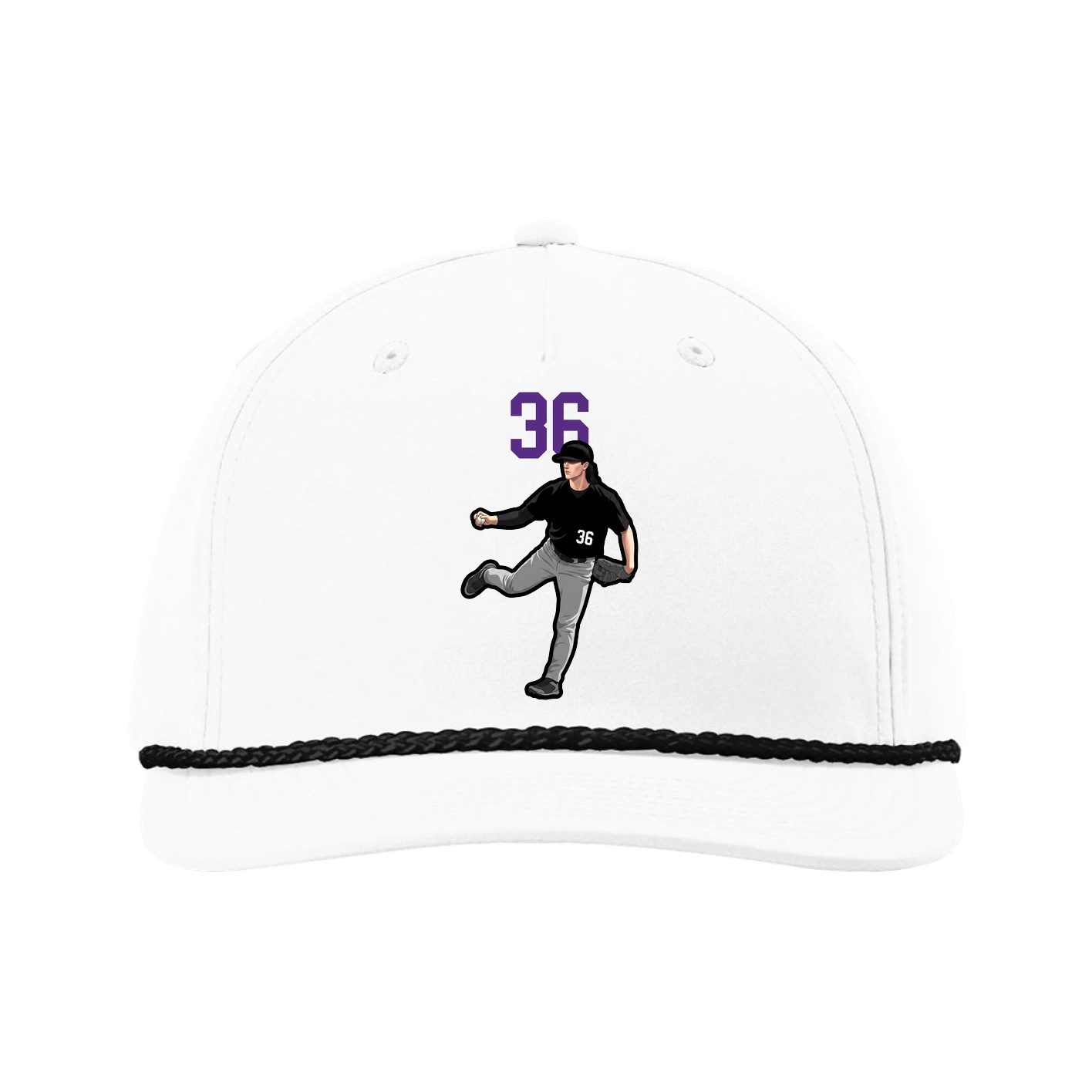 Five-Panel Classic Rope Cap — Number Top in White