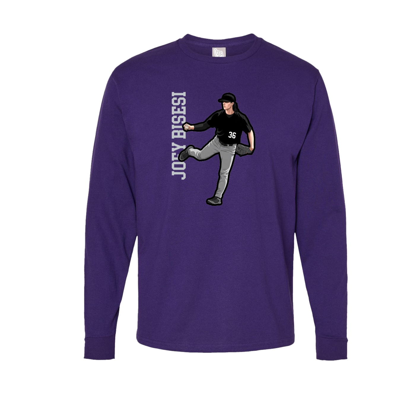 Long Sleeve Tee — Name Vertical in Purple