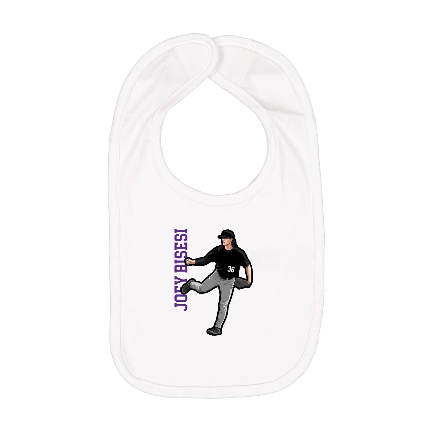 Infant Bib — Name Vertical in White