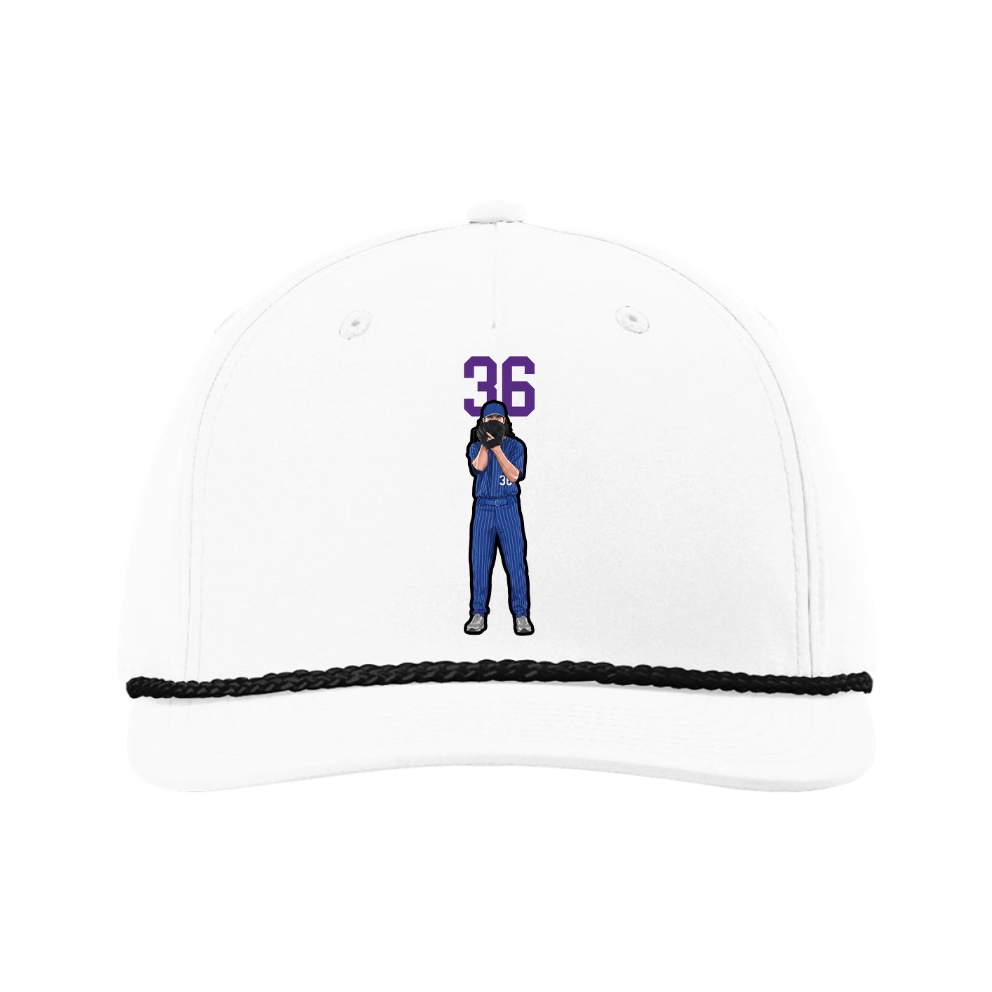 Five-Panel Classic Rope Cap — Number Top in White