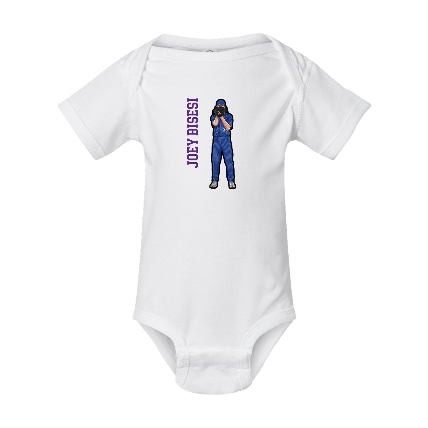 Baby Onesie — Name Vertical in White