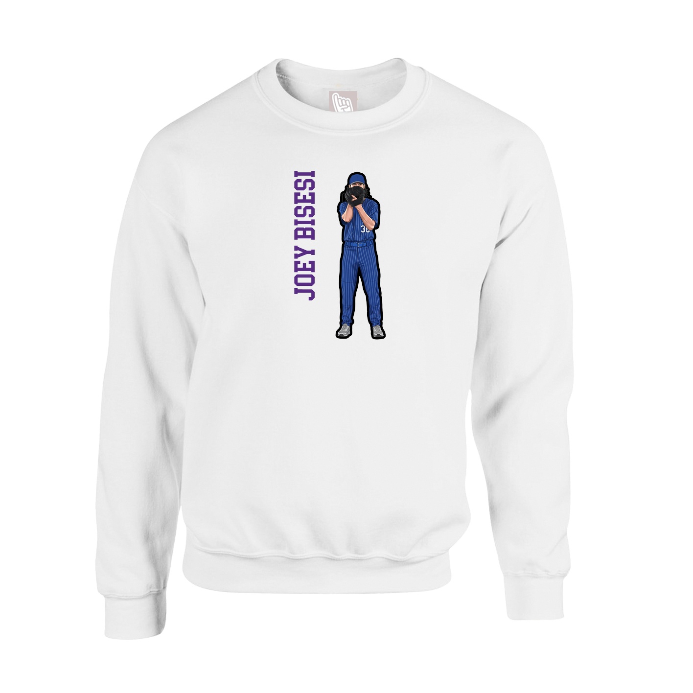 Fleece Crew — Name Vertical in White