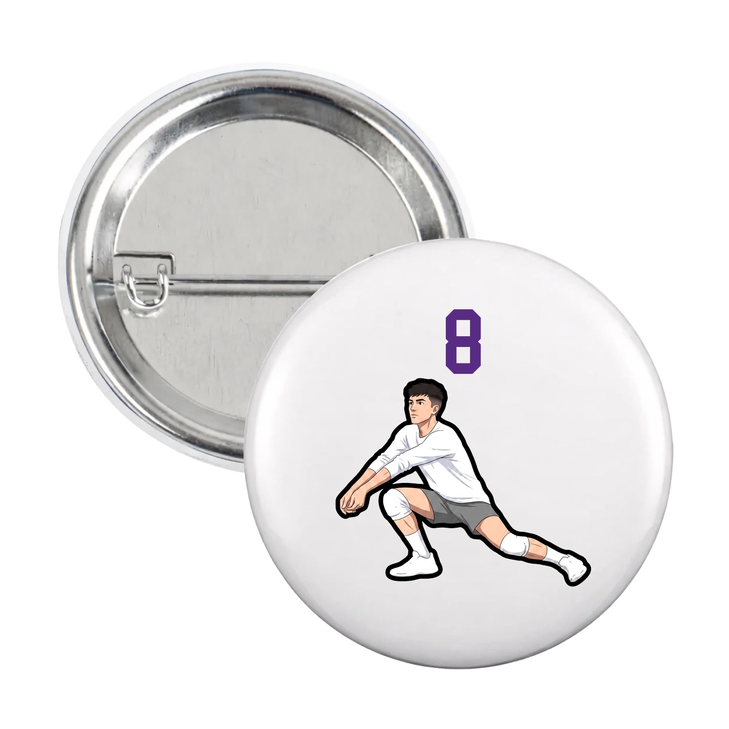 Game Day Button — Number Top in White