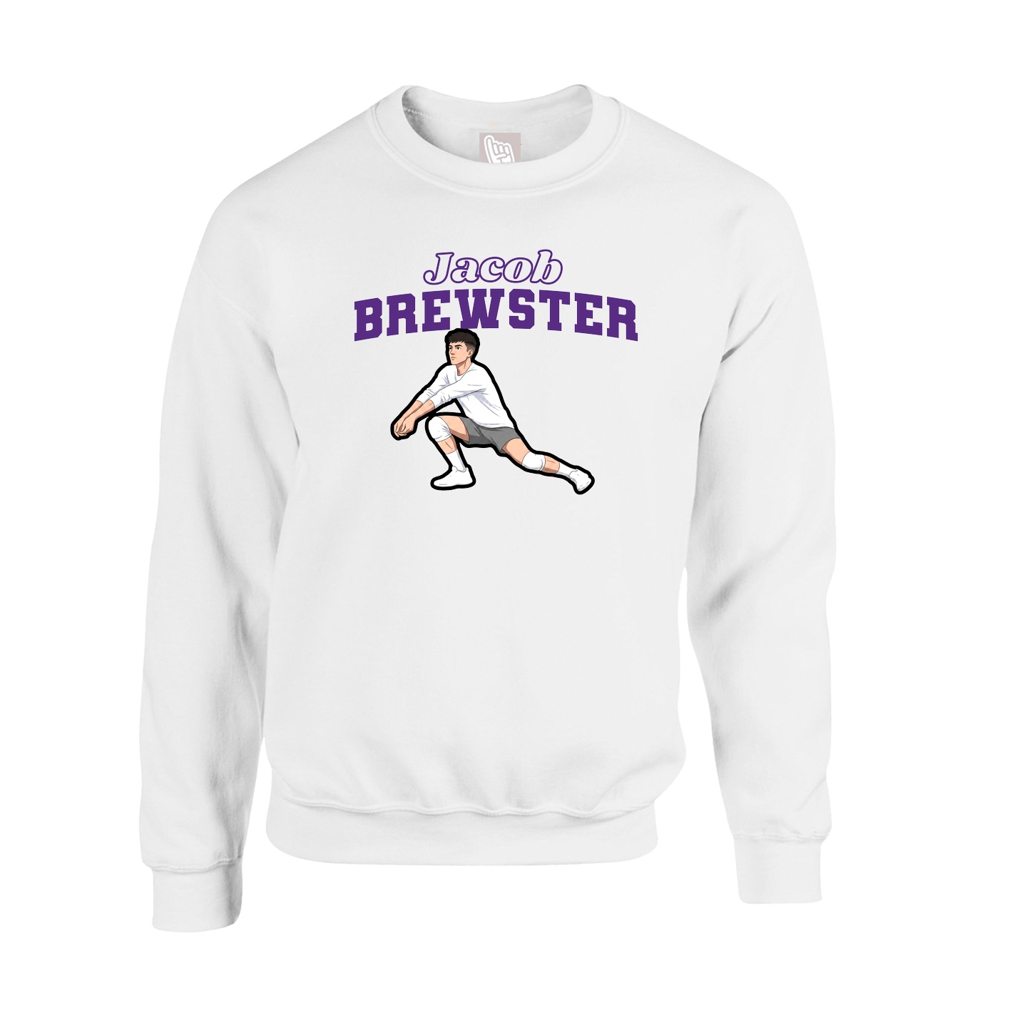 Fleece Crew — Name Arch in White