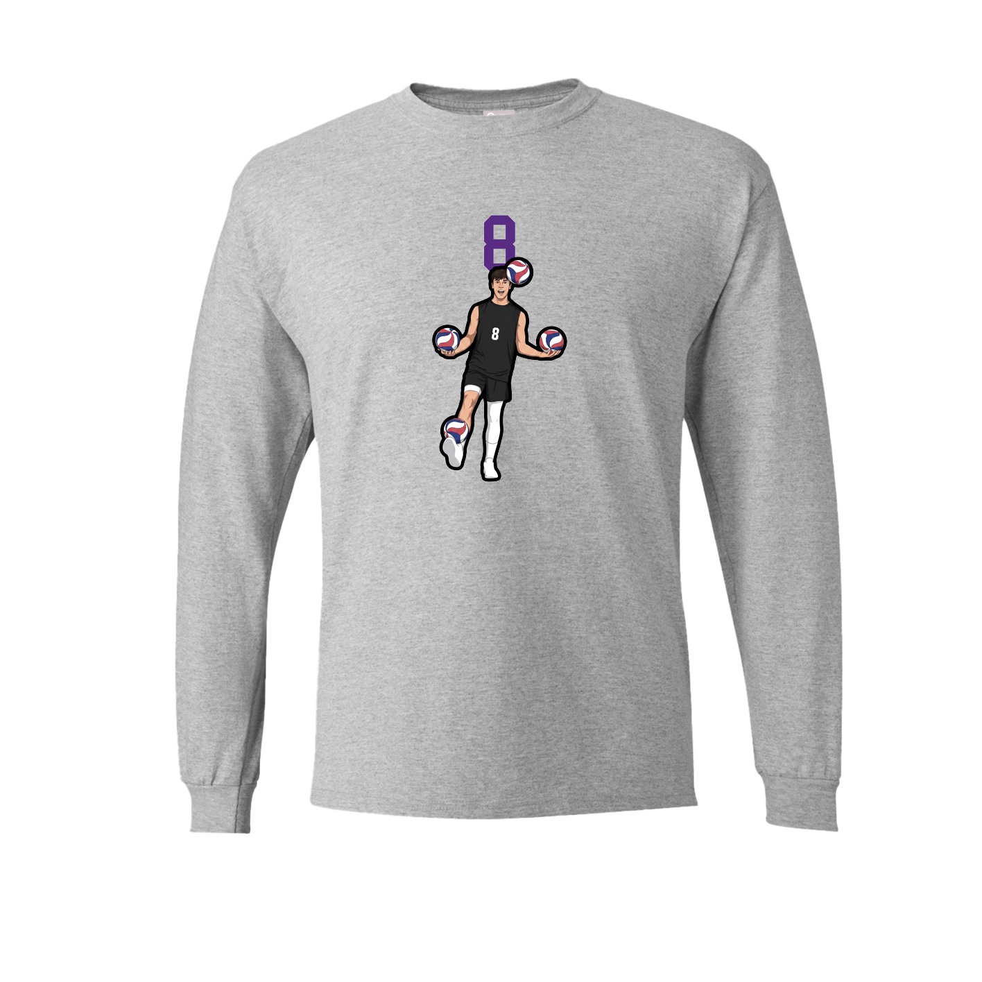 Long Sleeve Tee — Number Top in Grey