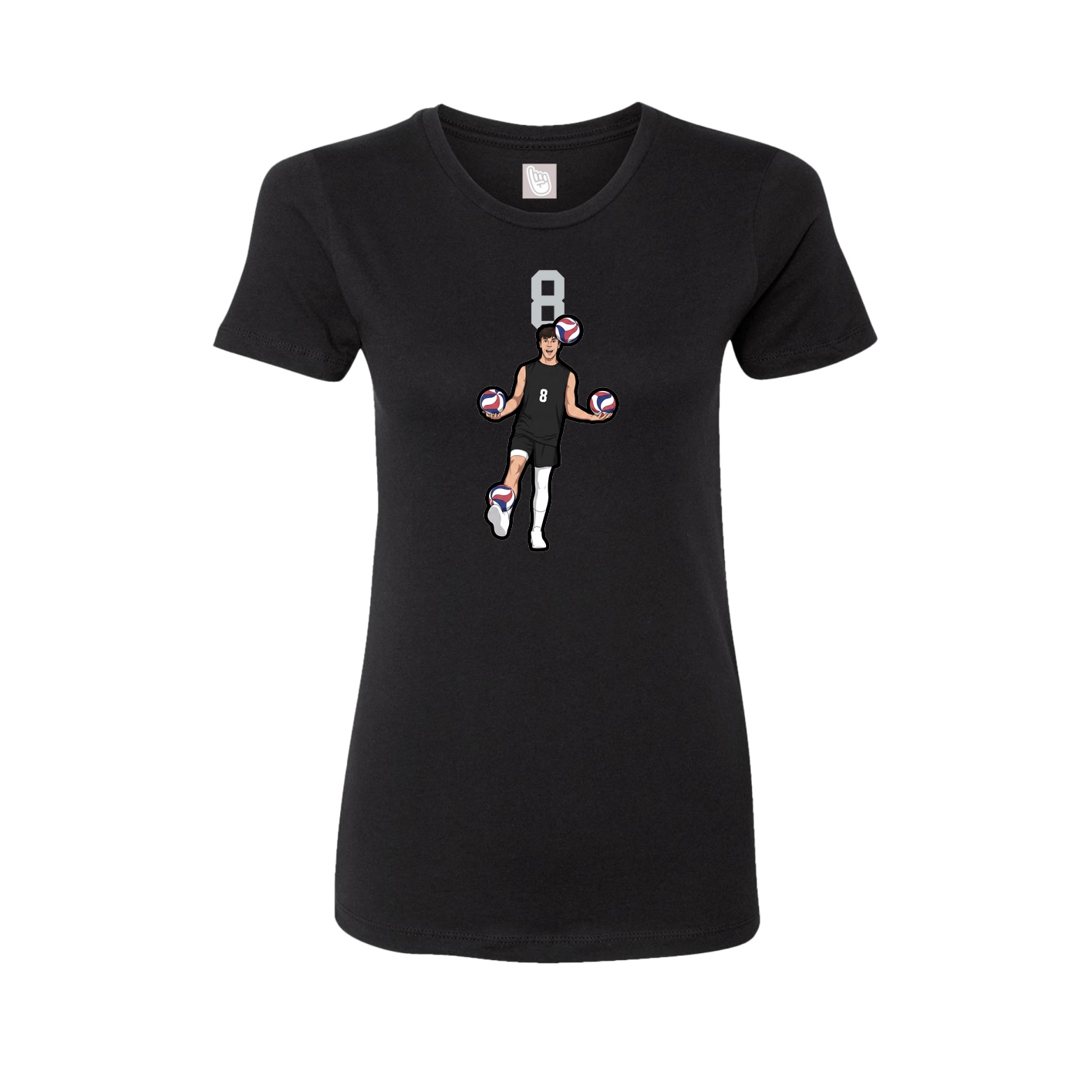 Fitted Women's Tee — Number Top in Black