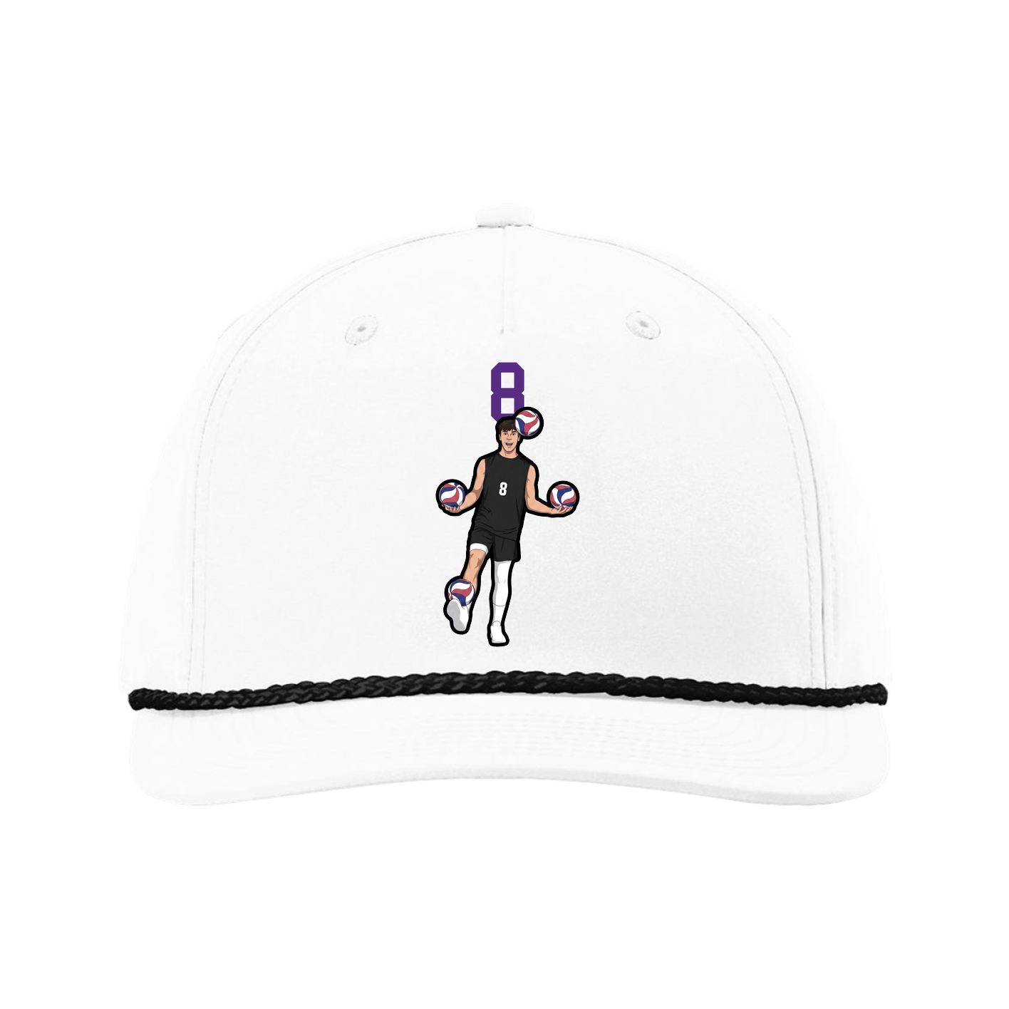 Five-Panel Classic Rope Cap — Number Top in White