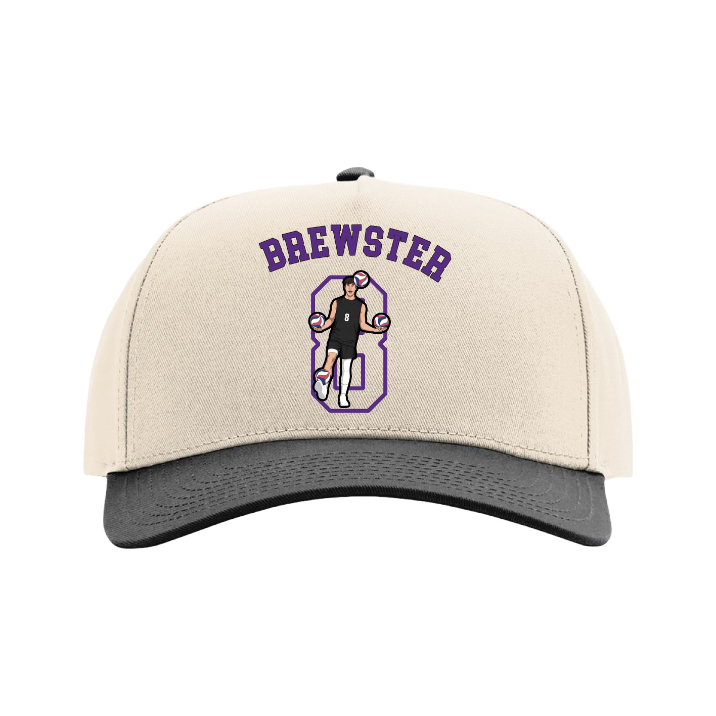Full Fabric Five-Panel Champ Cap — Shirsey Arch in Cream/Black
