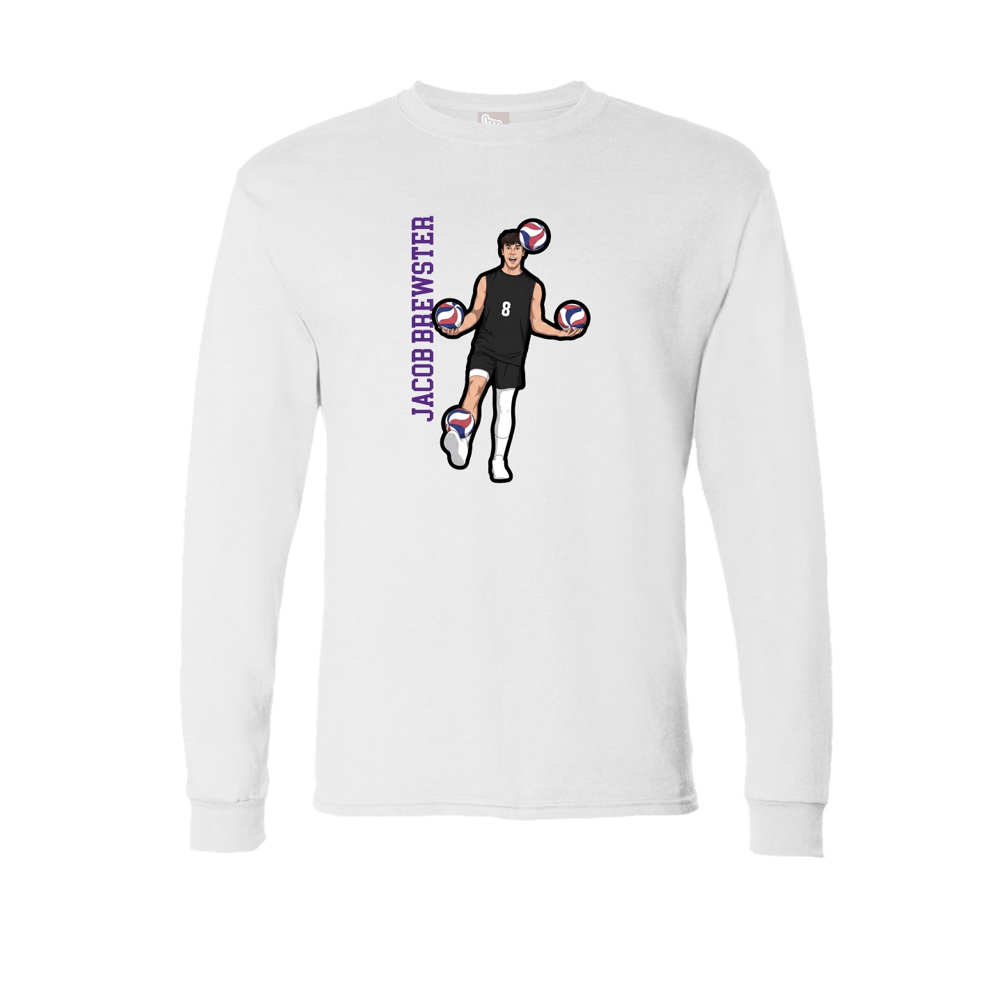 Long Sleeve Tee — Name Vertical in White