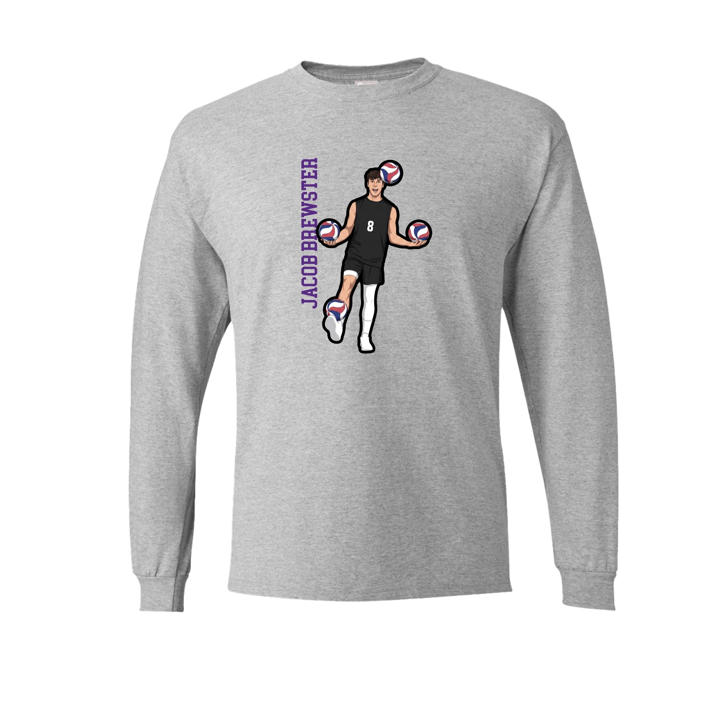 Long Sleeve Tee — Name Vertical in Grey