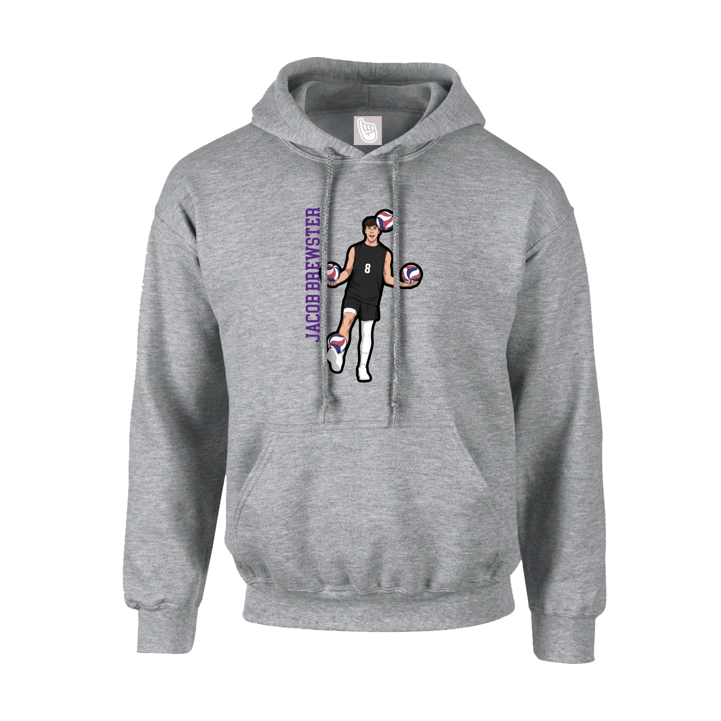 Hoodie — Name Vertical in Grey