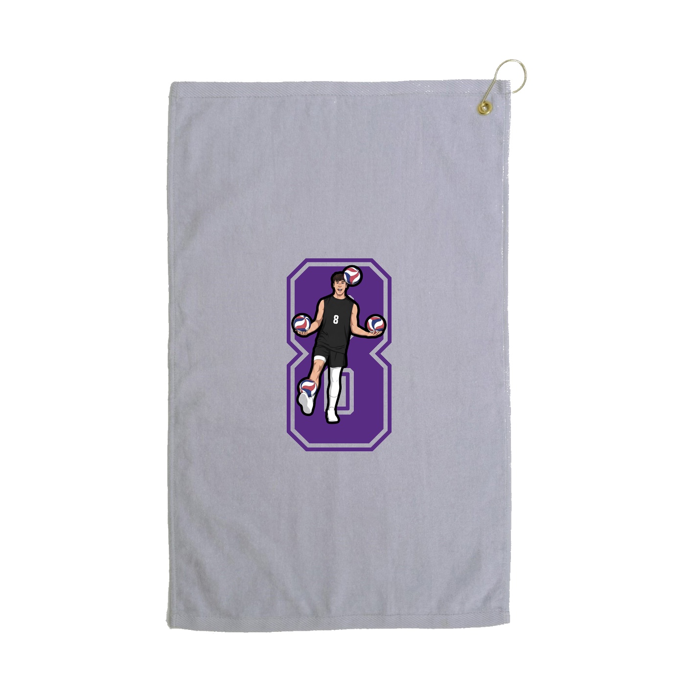 Golf Towel — Number in Grey