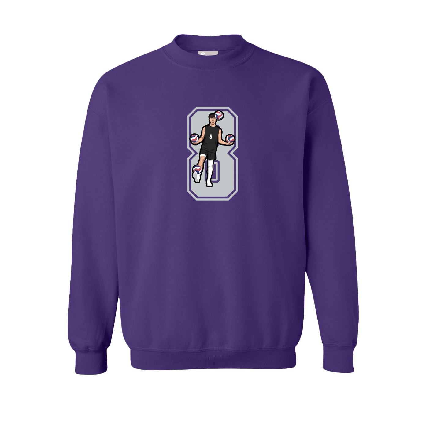Fleece Crew — Number in Purple