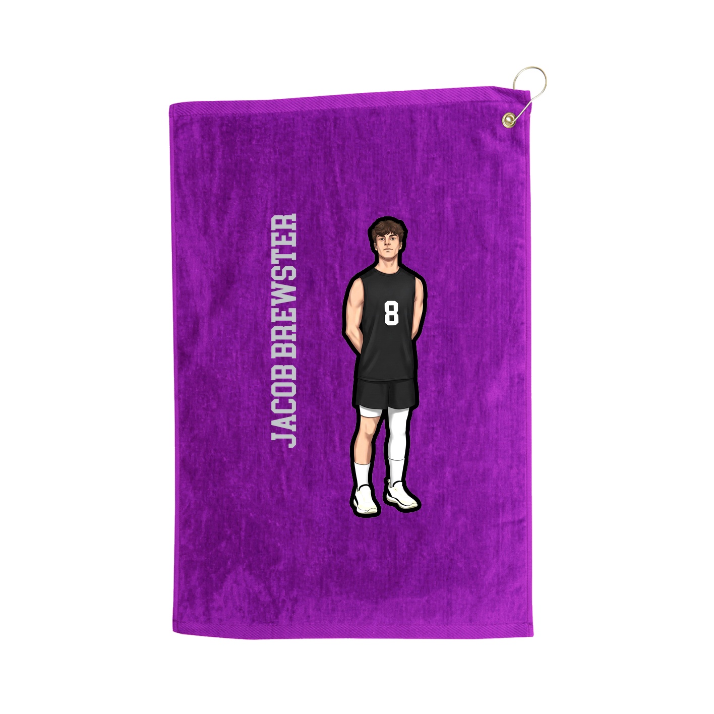 Golf Towel — Name Vertical in Purple