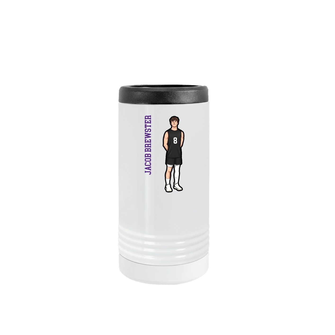 Slim Beverage Holder — Name Vertical in White