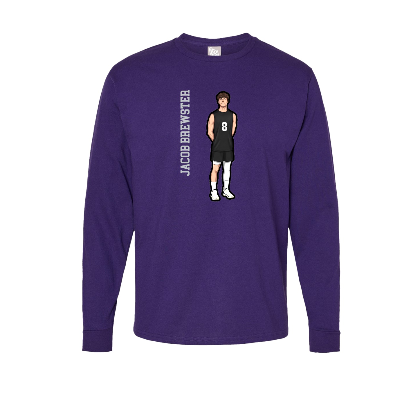 Long Sleeve Tee — Name Vertical in Purple