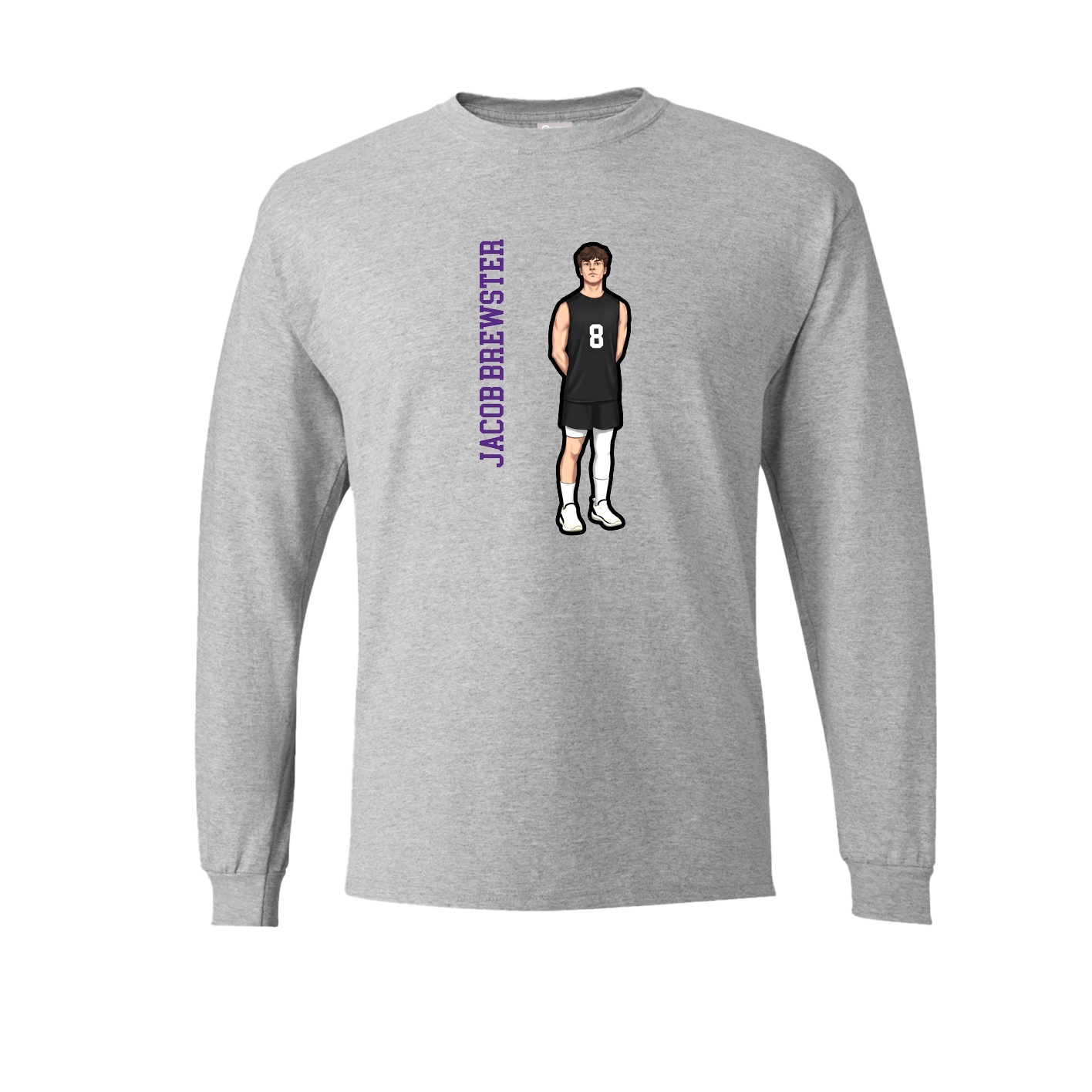 Long Sleeve Tee — Name Vertical in Grey
