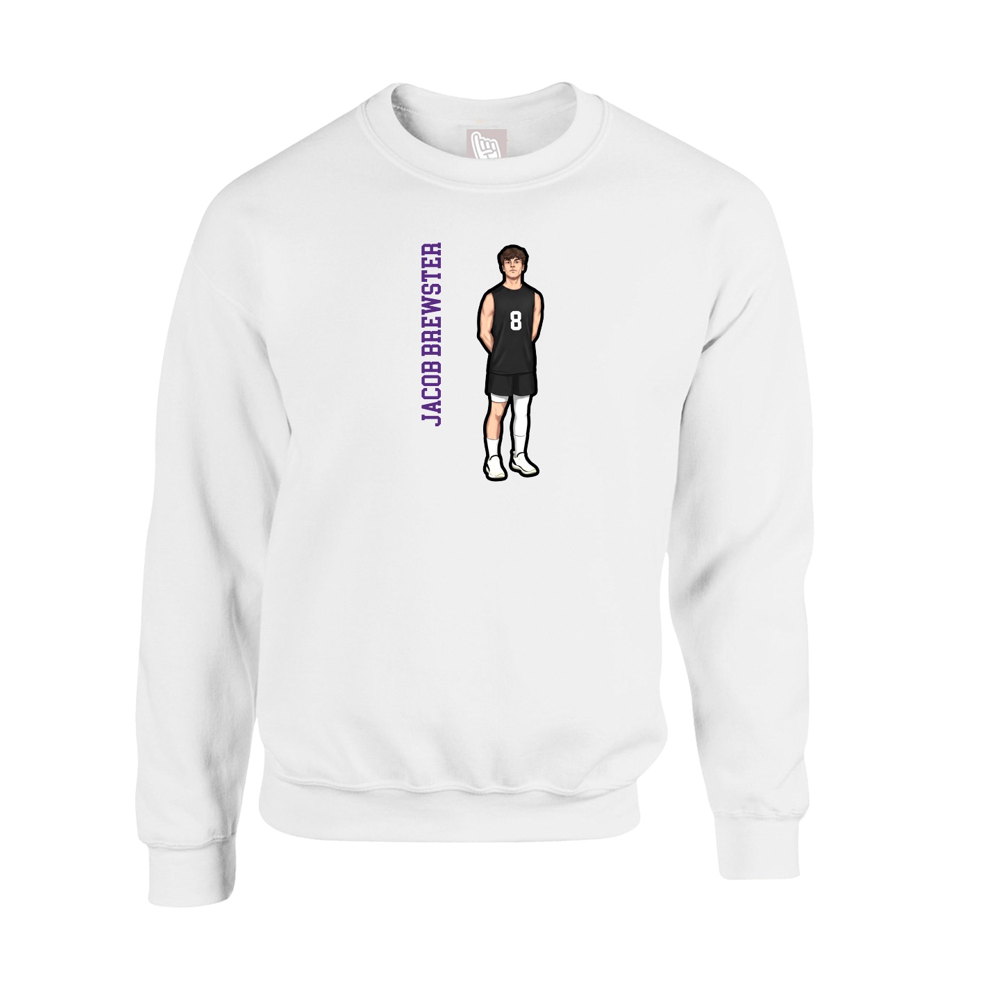 Fleece Crew — Name Vertical in White