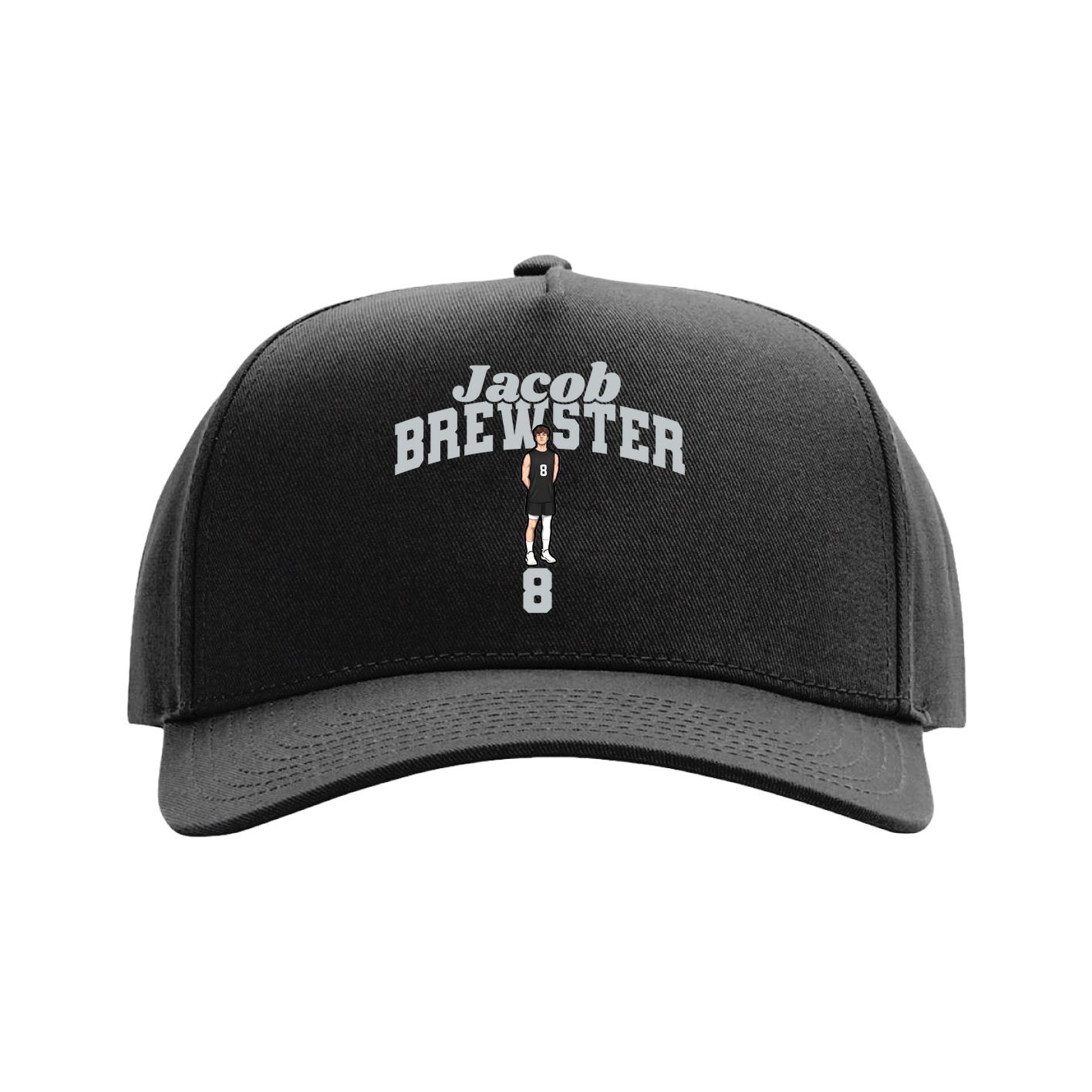 Full Fabric Five-Panel Champ Cap — Signature Arch in Black