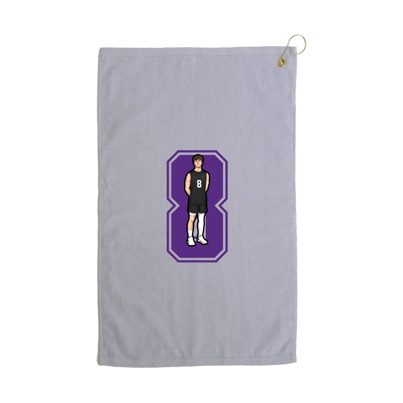 Golf Towel — Number in Grey