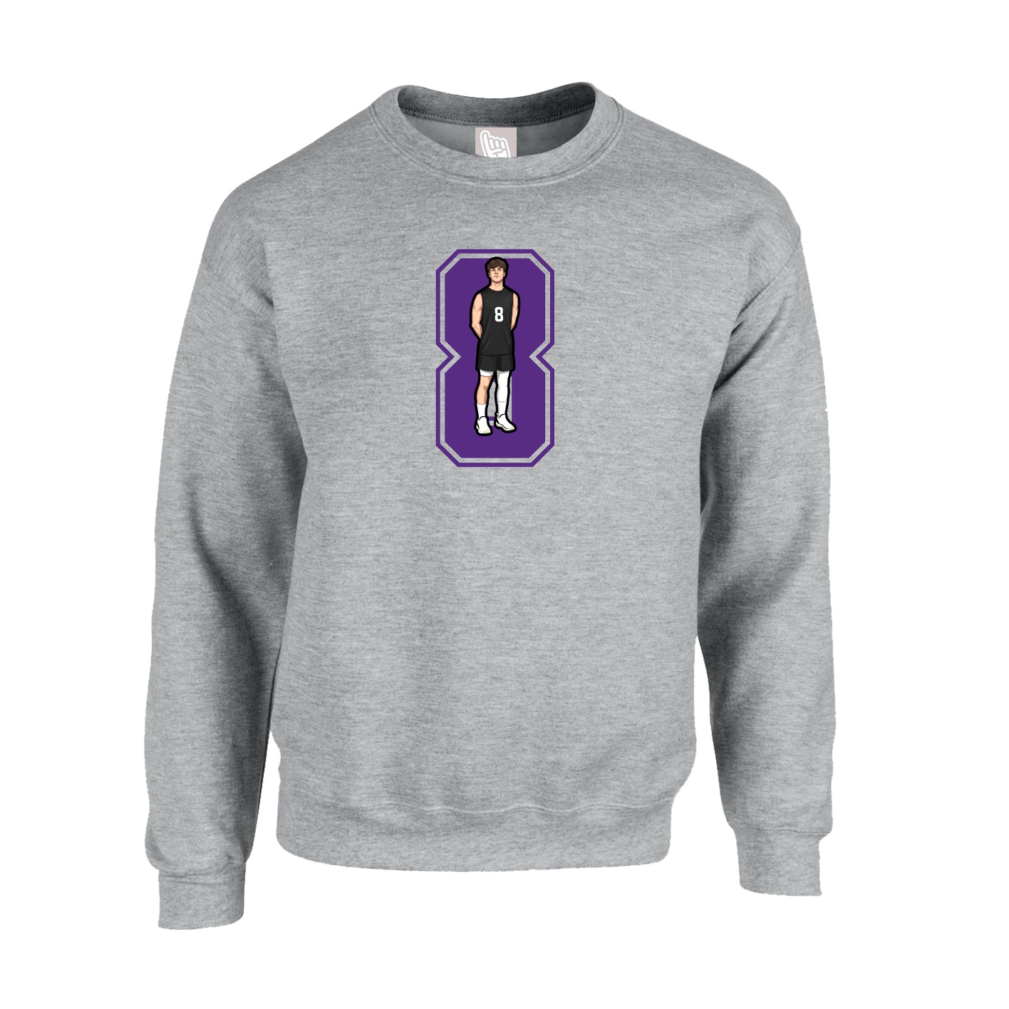 Fleece Crew — Number in Grey