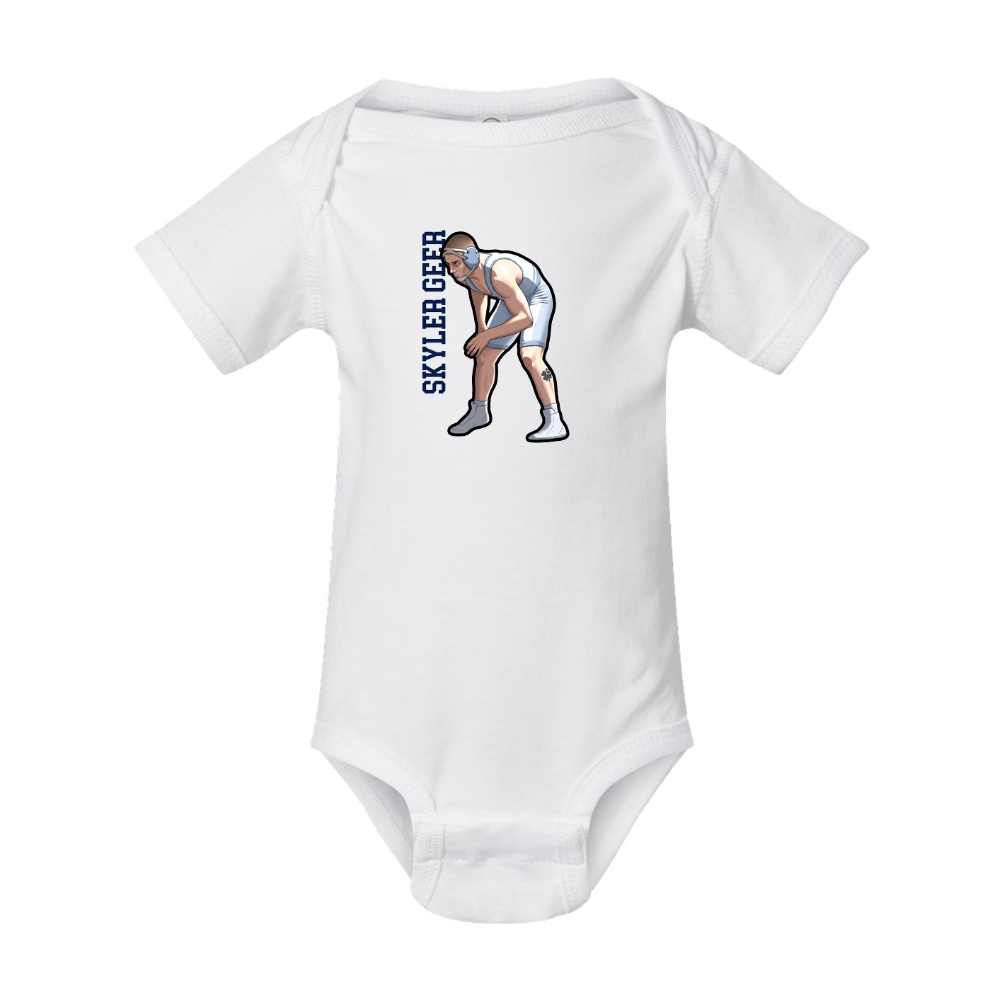 Baby Onesie — Name Vertical in White