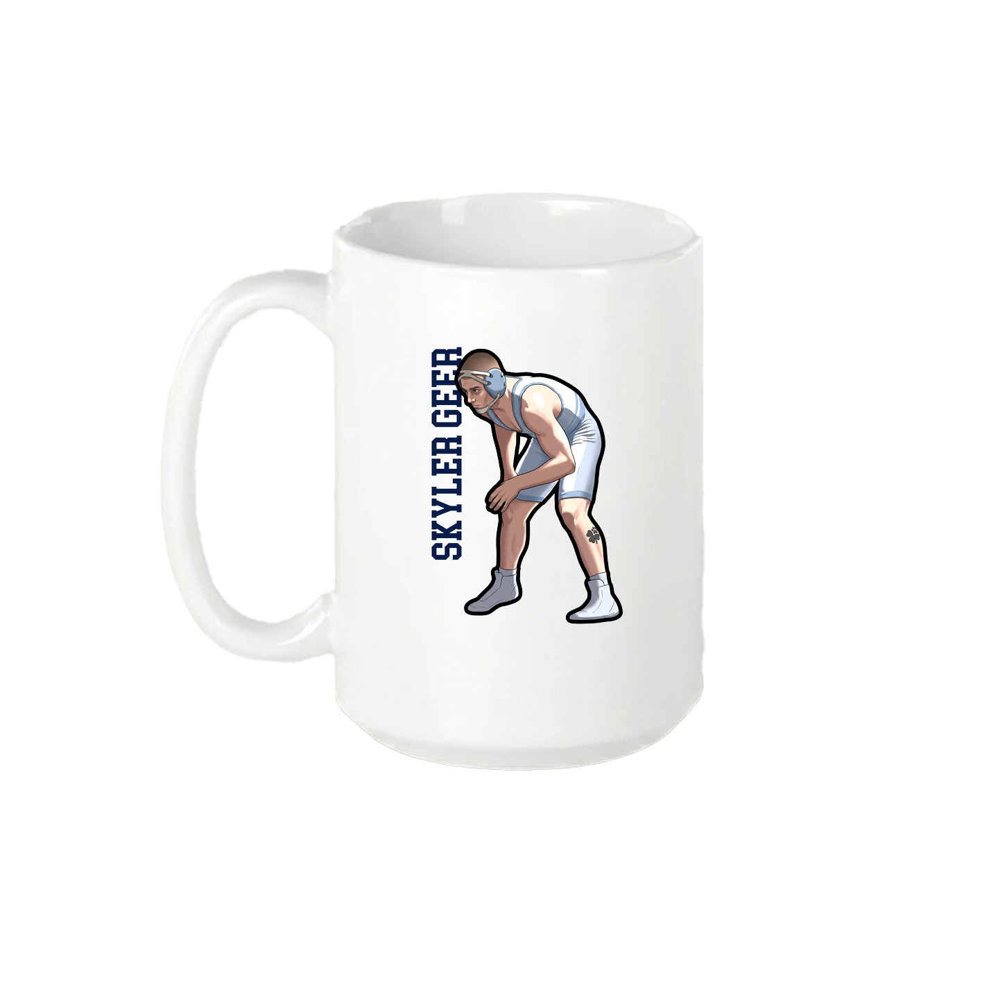 15oz Coffee Mug — Name Vertical in White