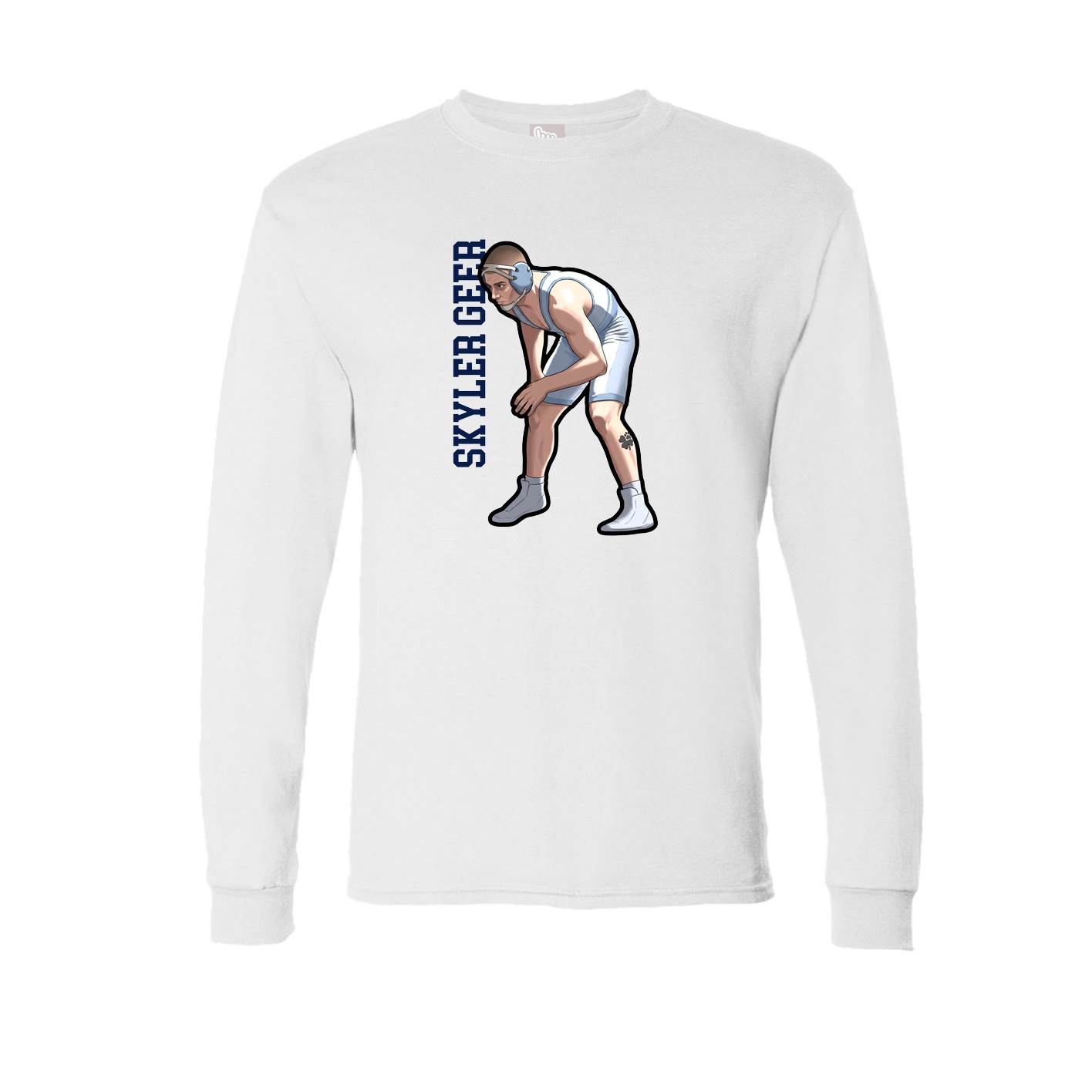 Long Sleeve Tee — Name Vertical in White