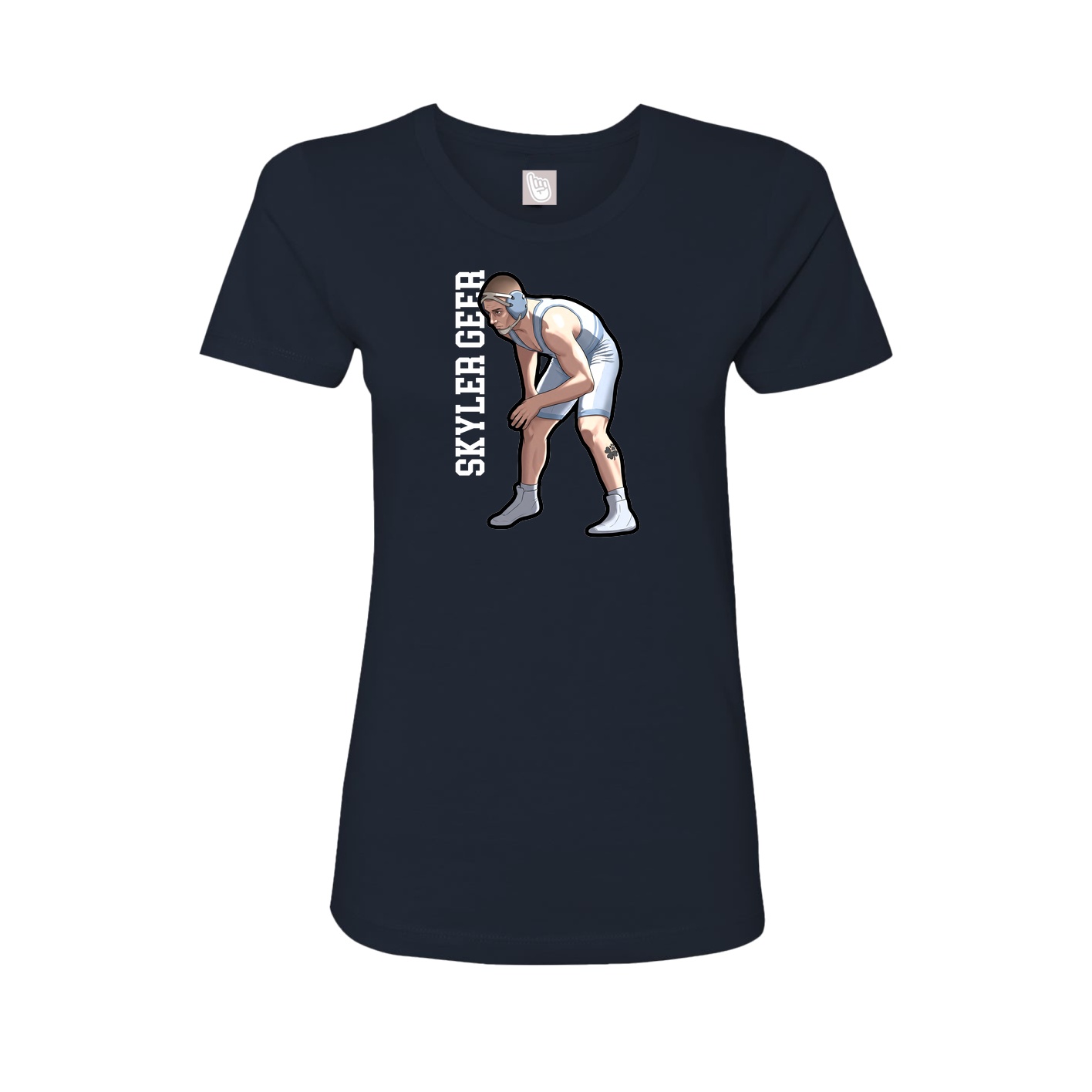Fitted Women's Tee — Name Vertical in Navy