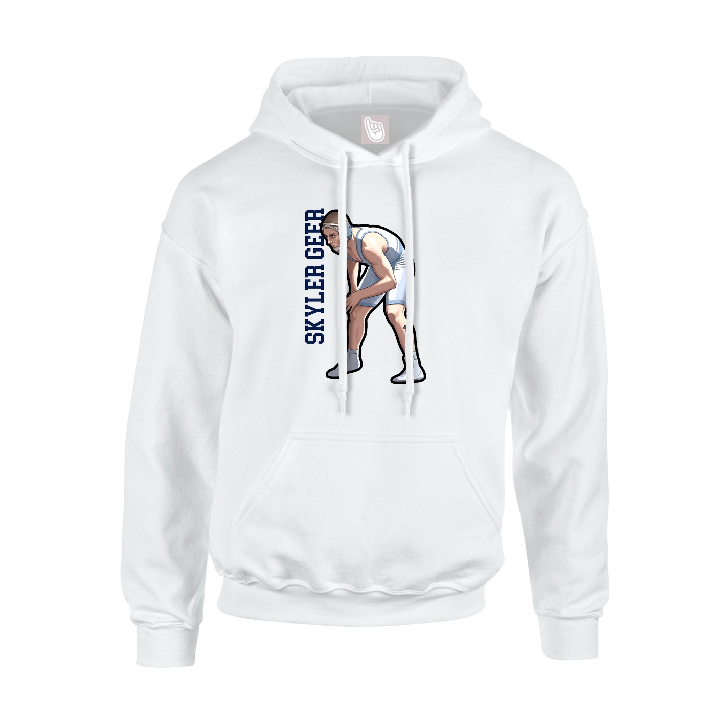 Youth Hoodie — Name Vertical in White