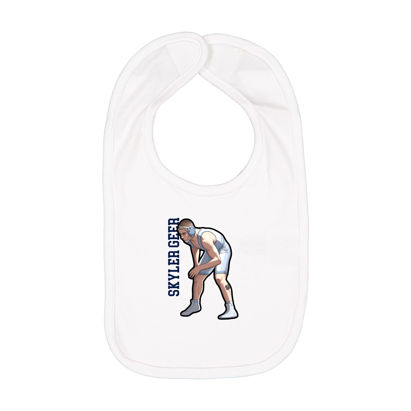 Infant Bib — Name Vertical in White