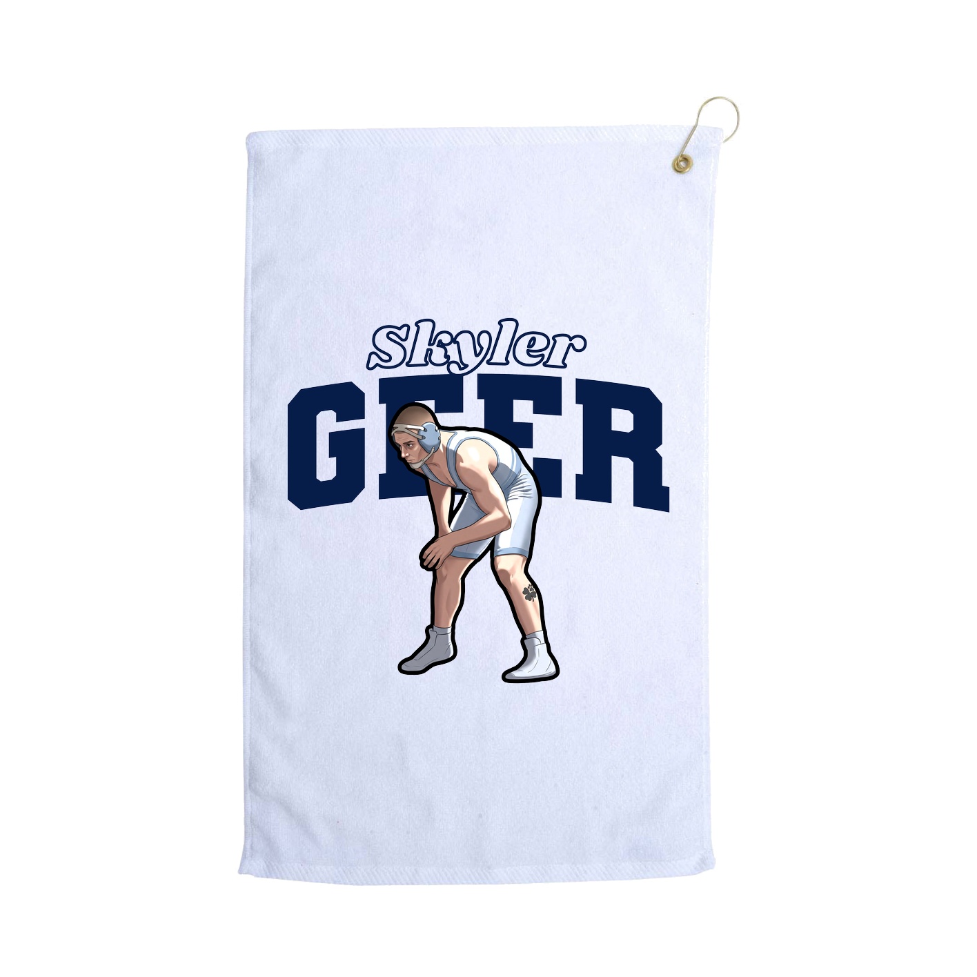 Golf Towel — Name Arch in White