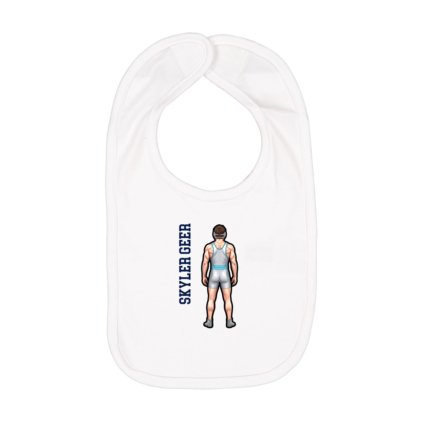Infant Bib — Name Vertical in White
