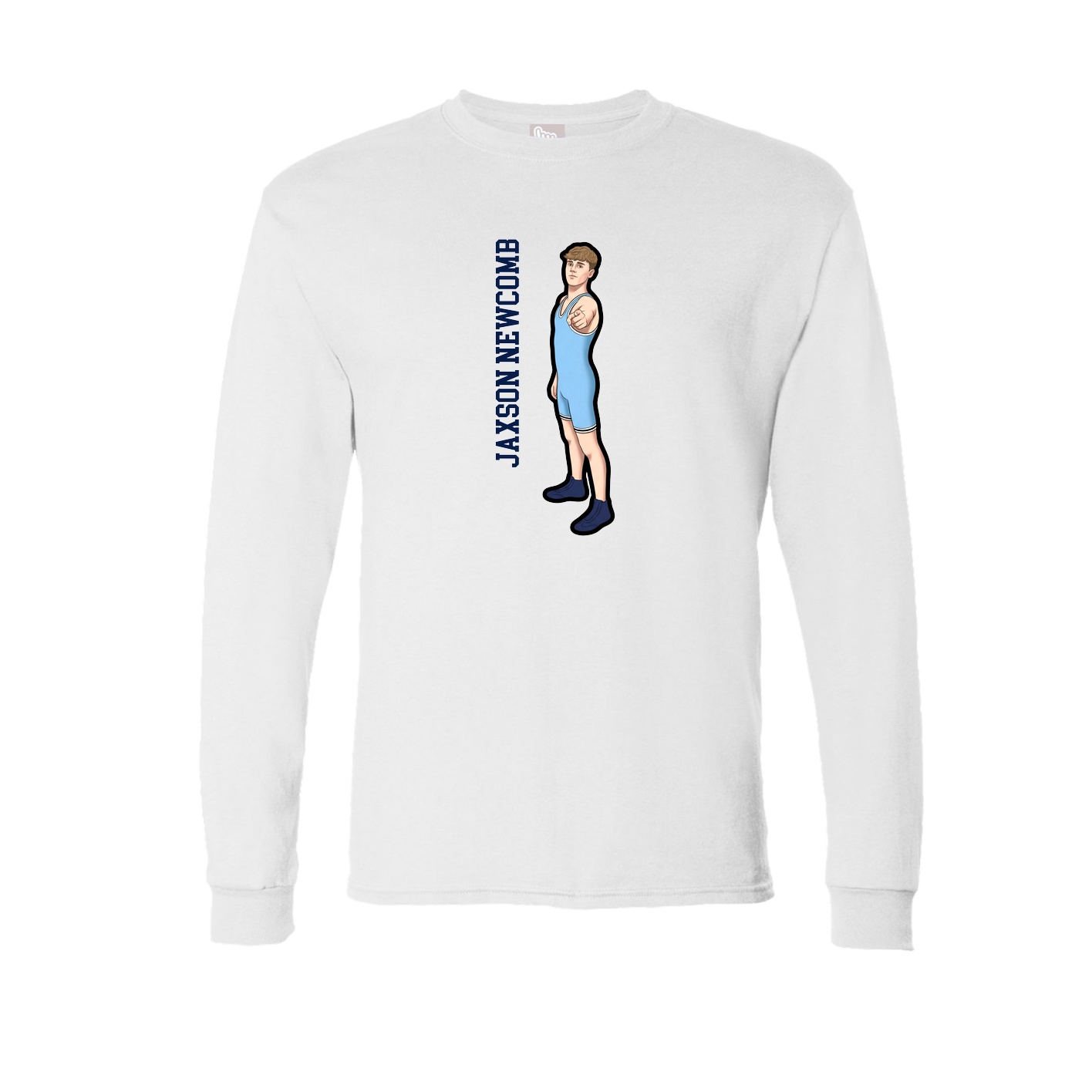 Long Sleeve Tee — Name Vertical in White