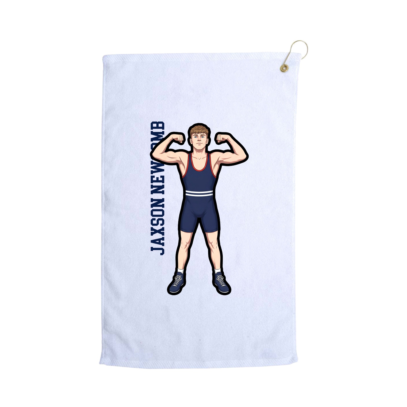 Golf Towel — Name Vertical in White